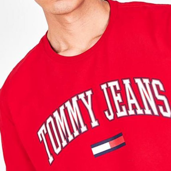 Tommy Jeans Graphic Tee Mens Large Crew Neck Short Sleeve Red - Picture 6 of 6